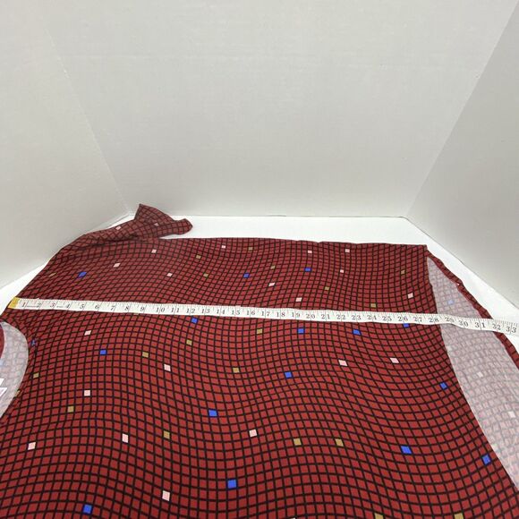 LuLaRoe Irma Dark Red Black Size Small High Low Tunic Length Geometric Pattern - Picture 6 of 9